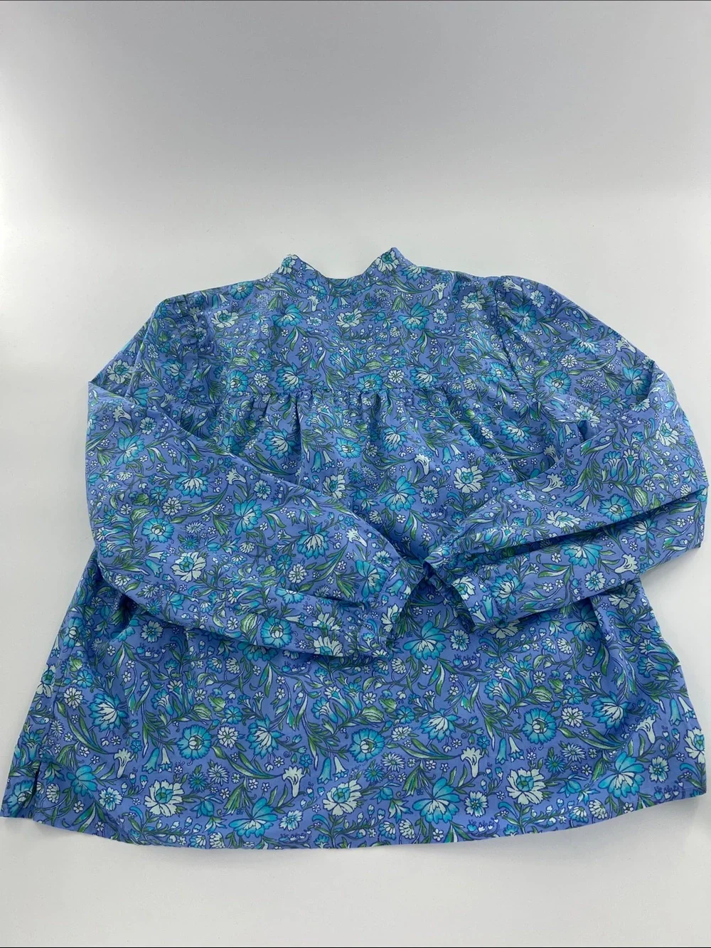 J.Crew Fresco Top blue floral cotton poplin popover feminine romantic office L